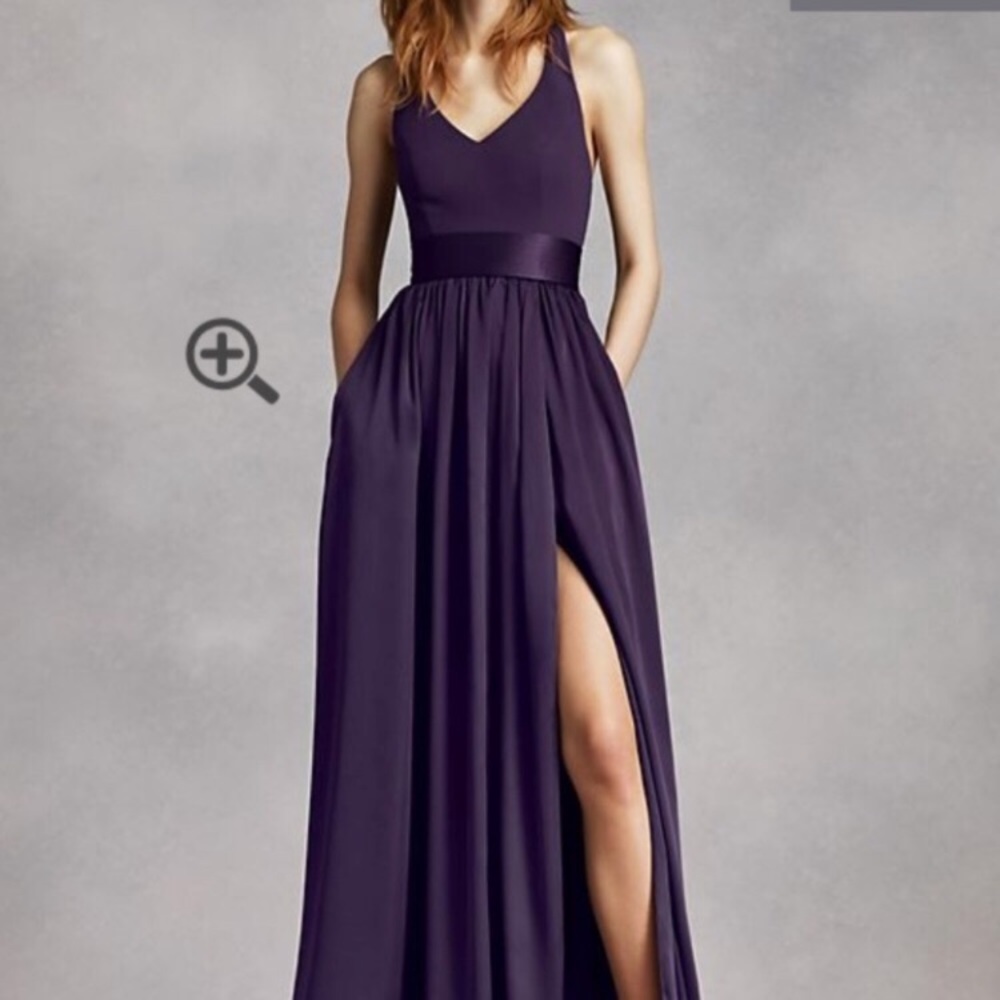 V Neck Halter Gown with Sash (Vera Wang)